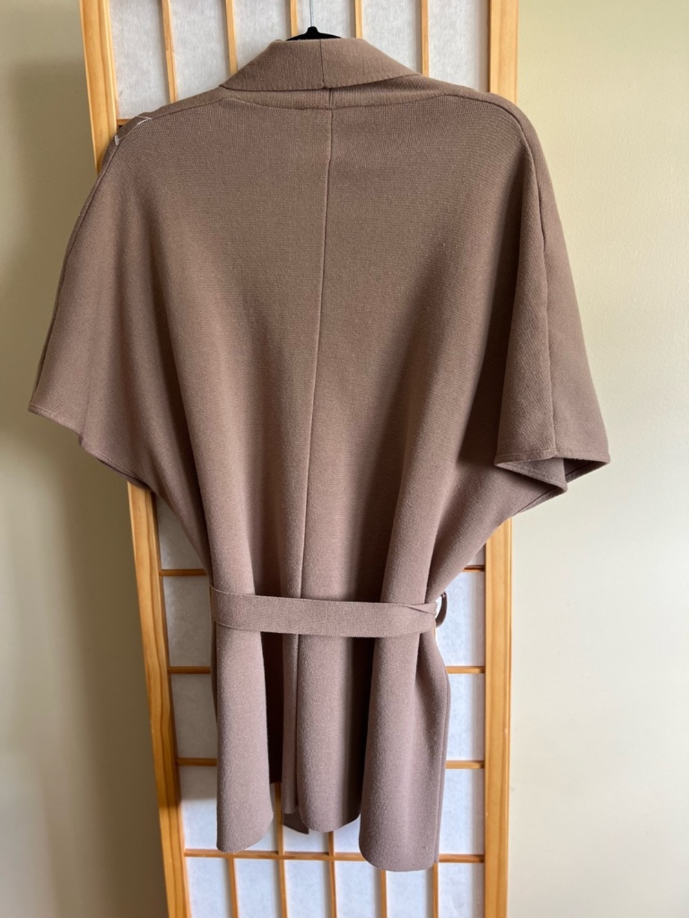 Zara Belted Knit Cardigan L Brown Taupe Minimalist Capsule Layering - Picture 4 of 11